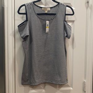 Michael Kors Cold Shoulder Striped Top
